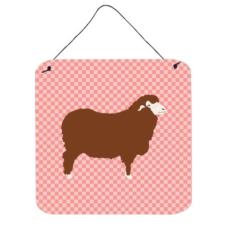 MICASA Merino Sheep Pink Check Wall or Door Hanging Prints6 x 6 in. MI231339